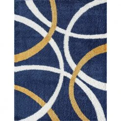 Uptown Shag Abstract Navy 9 ft. x 12 ft. Indoor Area Rug by Tayse Rugs