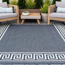 Eco Greek Key Navy 9 ft. x 12 ft. Indoor/Outdoor Area Rug by Tayse Rugs -Malibu Wide Plank Shop navy tayse rugs outdoor rugs eco1005 9x12 31 1000
