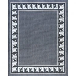Eco Greek Key Navy 9 ft. x 12 ft. Indoor/Outdoor Area Rug by Tayse Rugs