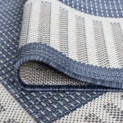 Eco Striped Border Navy 8 ft. x 10 ft. Indoor/Outdoor Area Rug by Tayse Rugs -Malibu Wide Plank Shop navy tayse rugs outdoor rugs eco1105 8x10 1f 1000