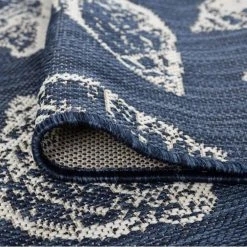 Eco Coastal Navy 2 ft. x 8 ft. Indoor/Outdoor Runner Rug by Tayse Rugs -Malibu Wide Plank Shop navy tayse rugs outdoor rugs eco1405 2x8 1f 1000