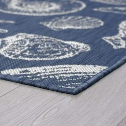 Eco Coastal Navy 2 ft. x 8 ft. Indoor/Outdoor Runner Rug by Tayse Rugs -Malibu Wide Plank Shop navy tayse rugs outdoor rugs eco1405 2x8 c3 1000