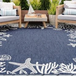 Eco Coastal Navy 8 ft. x 10 ft. Indoor/Outdoor Area Rug by Tayse Rugs -Malibu Wide Plank Shop navy tayse rugs outdoor rugs eco1505 8x10 31 1000