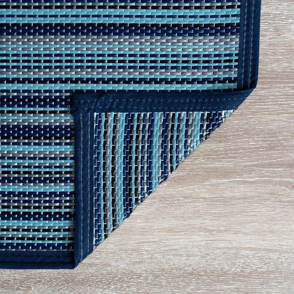 Luna Navy 8 ft. x 10 ft. Stripes Indoor/Outdoor Area Rug by Tayse Rugs 6 Luna Navy 8 ft. x 10 ft. Stripes Indoor/Outdoor Area Rug by Tayse Rugs - Image 4