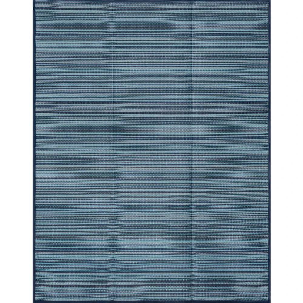 Luna Navy 8 ft. x 10 ft. Stripes Indoor/Outdoor Area Rug by Tayse Rugs 3 Luna Navy 8 ft. x 10 ft. Stripes Indoor/Outdoor Area Rug by Tayse Rugs