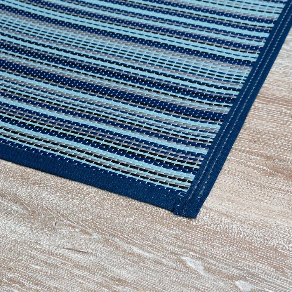Luna Navy 8 ft. x 10 ft. Stripes Indoor/Outdoor Area Rug by Tayse Rugs 5 Luna Navy 8 ft. x 10 ft. Stripes Indoor/Outdoor Area Rug by Tayse Rugs - Image 3