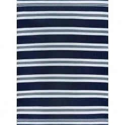 Sunset Stripe Navy 9 ft. x 12 ft. Indoor/Outdoor Area Rug by Tayse Rugs