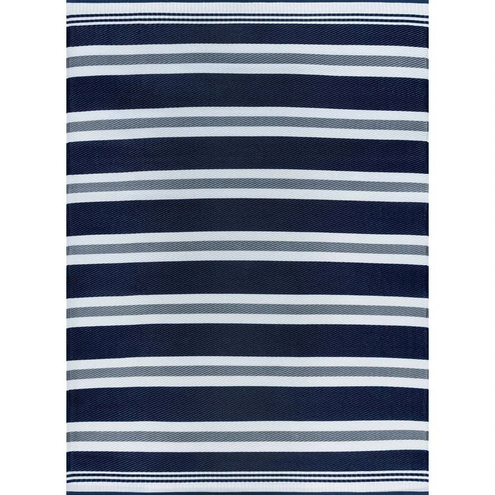 Sunset Stripe Navy 9 ft. x 12 ft. Indoor/Outdoor Area Rug by Tayse Rugs 3 Sunset Stripe Navy 9 ft. x 12 ft. Indoor/Outdoor Area Rug by Tayse Rugs