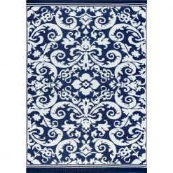 Sunset Scroll Navy 6 ft. x 9 ft. Indoor/Outdoor Area Rug by Tayse Rugs