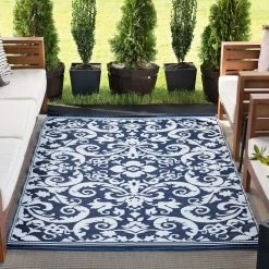 Sunset Scroll Navy 9 ft. x 12 ft. Indoor/Outdoor Area Rug by Tayse Rugs 13 Sunset Scroll Navy 9 ft. x 12 ft. Indoor/Outdoor Area Rug by Tayse Rugs -Malibu Wide Plank Shop navy tayse rugs outdoor rugs sun1602 9x12 31 1000