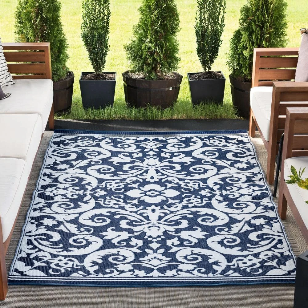 Sunset Scroll Navy 9 ft. x 12 ft. Indoor/Outdoor Area Rug by Tayse Rugs 8 Sunset Scroll Navy 9 ft. x 12 ft. Indoor/Outdoor Area Rug by Tayse Rugs - Image 6