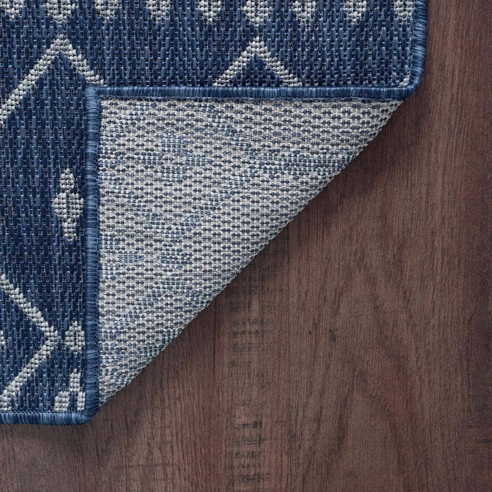 Veranda Geometric Navy 5 ft. x 8 ft. Indoor/Outdoor Area Rug by Tayse Rugs 7 Veranda Geometric Navy 5 ft. x 8 ft. Indoor/Outdoor Area Rug by Tayse Rugs - Image 5