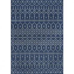 Veranda Geometric Navy 5 ft. x 8 ft. Indoor/Outdoor Area Rug by Tayse Rugs
