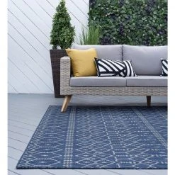 Veranda Geometric Navy 5 ft. x 8 ft. Indoor/Outdoor Area Rug by Tayse Rugs 16 Veranda Geometric Navy 5 ft. x 8 ft. Indoor/Outdoor Area Rug by Tayse Rugs -Malibu Wide Plank Shop navy tayse rugs outdoor rugs vnd2007 5x8 76 1000