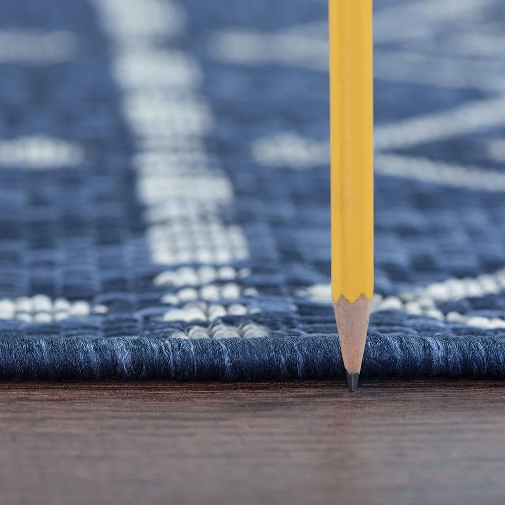 Veranda Geometric Navy 5 ft. x 8 ft. Indoor/Outdoor Area Rug by Tayse Rugs 4 Veranda Geometric Navy 5 ft. x 8 ft. Indoor/Outdoor Area Rug by Tayse Rugs - Image 2