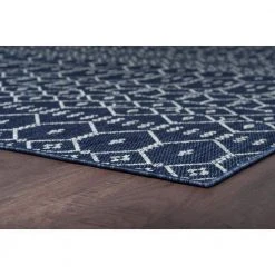 Veranda Geometric Navy 8 ft. x 10 ft. Indoor/Outdoor Area Rug by Tayse Rugs -Malibu Wide Plank Shop navy tayse rugs outdoor rugs vnd2007 8x10 4f 1000