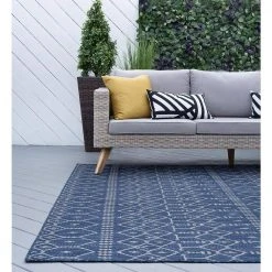 Veranda Geometric Navy 8 ft. x 10 ft. Indoor/Outdoor Area Rug by Tayse Rugs -Malibu Wide Plank Shop navy tayse rugs outdoor rugs vnd2007 8x10 76 1000