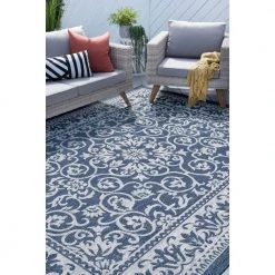 Veranda Floral Navy 5 ft. x 8 ft. Indoor/Outdoor Area Rug by Tayse Rugs -Malibu Wide Plank Shop navy tayse rugs outdoor rugs vnd2207 5x8 31 1000
