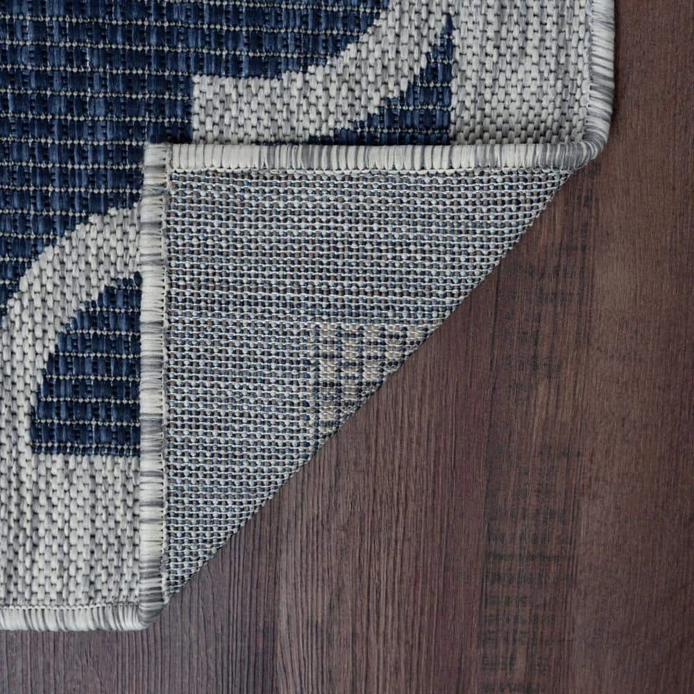 Veranda Geometric Navy 5 ft. x 8 ft. Indoor/Outdoor Area Rug by Tayse Rugs 6 Veranda Geometric Navy 5 ft. x 8 ft. Indoor/Outdoor Area Rug by Tayse Rugs - Image 4