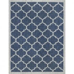 Veranda Geometric Navy 5 ft. x 8 ft. Indoor/Outdoor Area Rug by Tayse Rugs