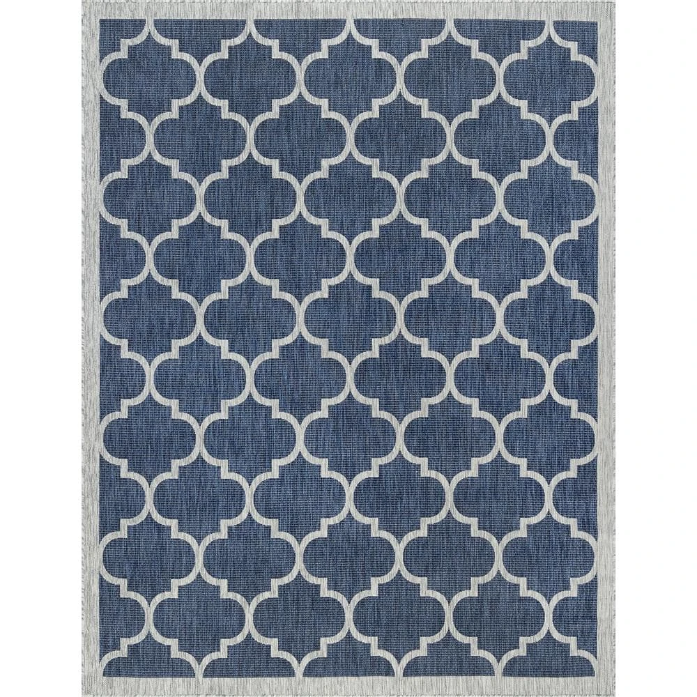 Veranda Geometric Navy 5 ft. x 8 ft. Indoor/Outdoor Area Rug by Tayse Rugs 3 Veranda Geometric Navy 5 ft. x 8 ft. Indoor/Outdoor Area Rug by Tayse Rugs