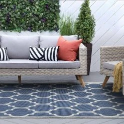 Veranda Geometric Navy 8 ft. x 10 ft. Indoor/Outdoor Area Rug by Tayse Rugs -Malibu Wide Plank Shop navy tayse rugs outdoor rugs vnd2407 8x10 31 1000