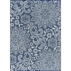 Veranda Floral Navy 5 ft. x 8 ft. Indoor/Outdoor Area Rug by Tayse Rugs