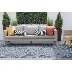 Veranda Floral Navy 5 ft. x 8 ft. Indoor/Outdoor Area Rug by Tayse Rugs -Malibu Wide Plank Shop navy tayse rugs outdoor rugs vnd2607 5x8 fa 1000