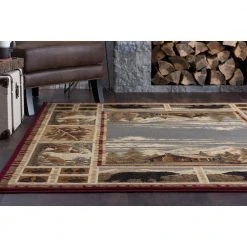 Nature Lodge Red 4 ft. x 6 ft. Indoor Area Rug by Tayse Rugs -Malibu Wide Plank Shop red tayse rugs area rugs ntr6700 4x6 44 1000