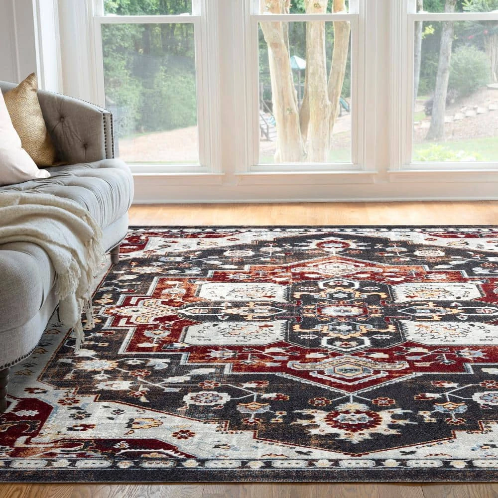 Palazzo Oriental Red 9 ft. x 12 ft. Indoor Area Rug by Tayse Rugs 10 Palazzo Oriental Red 9 ft. x 12 ft. Indoor Area Rug by Tayse Rugs - Image 8