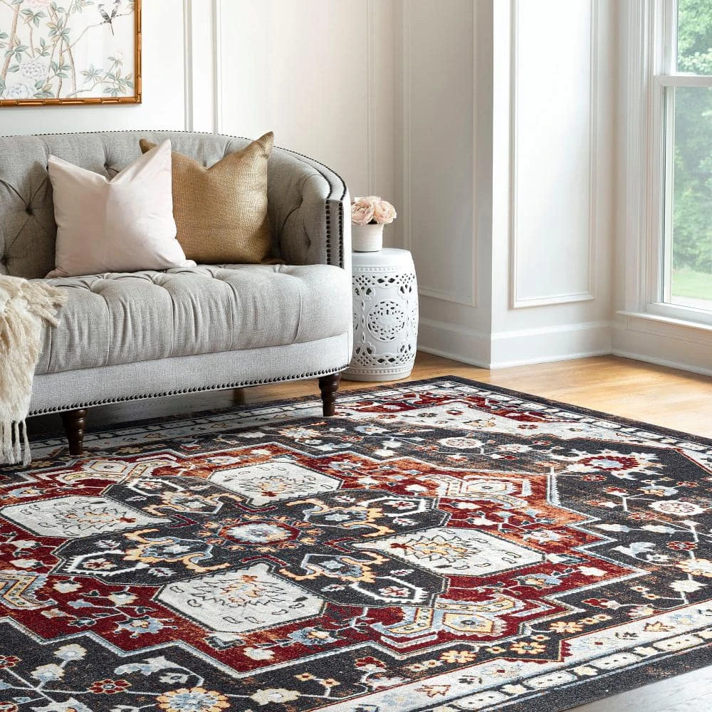 Palazzo Oriental Red 9 ft. x 12 ft. Indoor Area Rug by Tayse Rugs 8 Palazzo Oriental Red 9 ft. x 12 ft. Indoor Area Rug by Tayse Rugs - Image 6