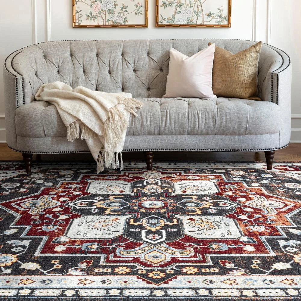 Palazzo Oriental Red 9 ft. x 12 ft. Indoor Area Rug by Tayse Rugs 9 Palazzo Oriental Red 9 ft. x 12 ft. Indoor Area Rug by Tayse Rugs - Image 7