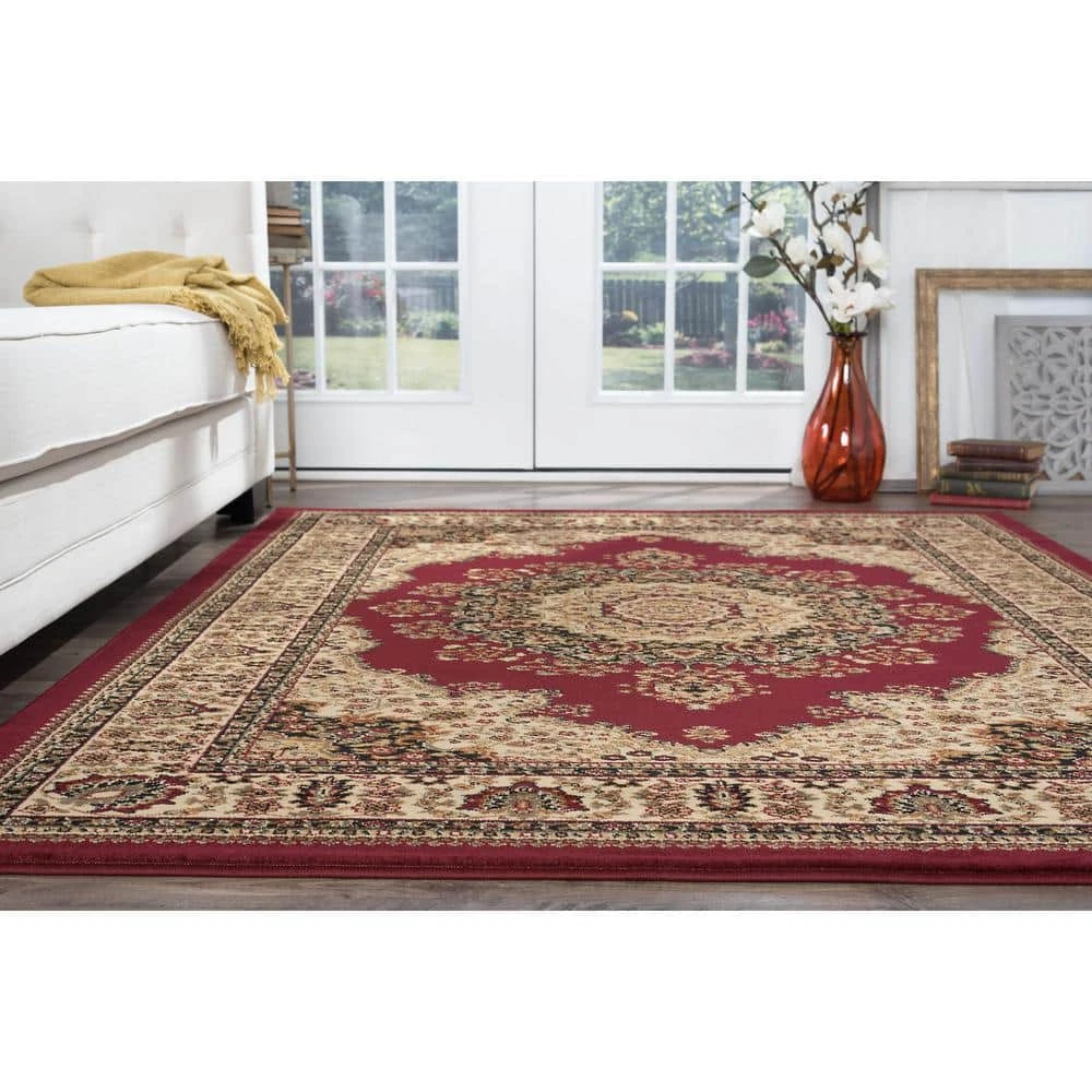 Sensation Red 9 ft. x 12 ft. Traditional Area Rug by Tayse Rugs 4 Sensation Red 9 ft. x 12 ft. Traditional Area Rug by Tayse Rugs - Image 2