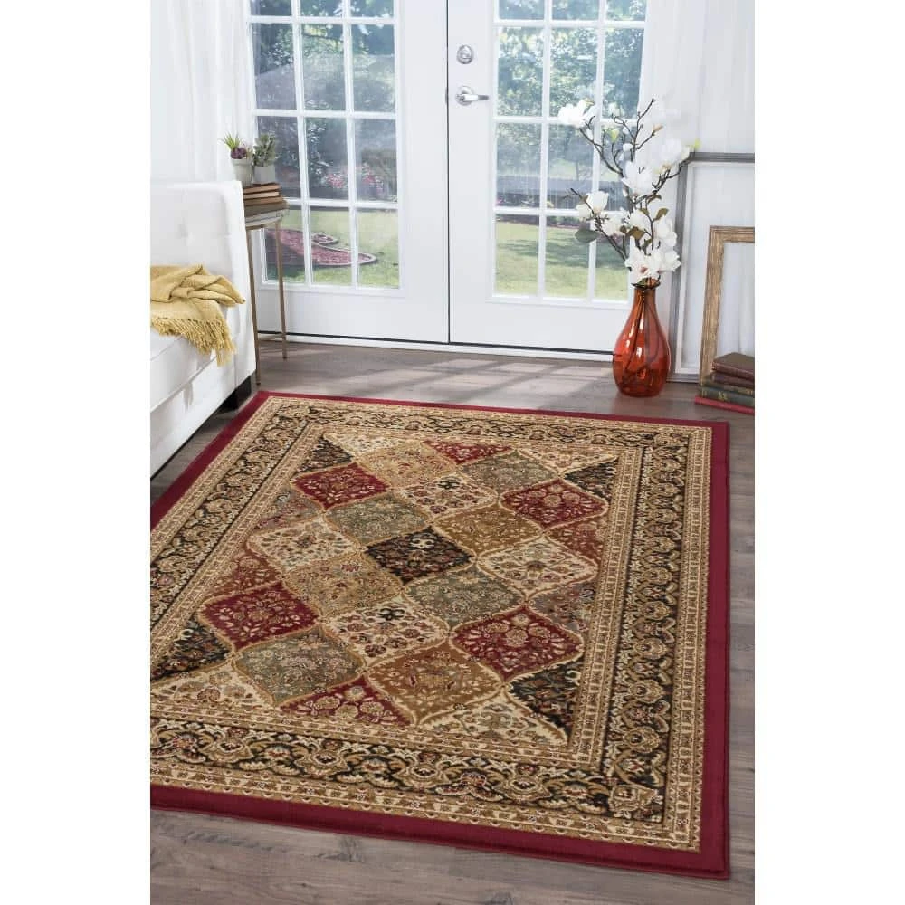 Sensation Border Red 9 ft. x 12 ft. Indoor Area Rug by Tayse Rugs 10 Sensation Border Red 9 ft. x 12 ft. Indoor Area Rug by Tayse Rugs - Image 8