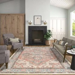 Antiquity Oriental Rust 8 ft. x 10 ft. Machine Washable Indoor Area Rug by Tayse Rugs -Malibu Wide Plank Shop rust tayse rugs area rugs aqy1104 8x10 44 1000