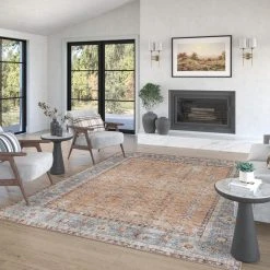 Parker Oriental Rust 5 ft. x 7 ft. Machine Washable Indoor Area Rug by Tayse Rugs -Malibu Wide Plank Shop rust tayse rugs area rugs prk1001 5x7 44 1000