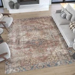 Parker Persian Rust 8 ft. x 10 ft. Machine Washable Indoor Area Rug by Tayse Rugs 17 Parker Persian Rust 8 ft. x 10 ft. Machine Washable Indoor Area Rug by Tayse Rugs -Malibu Wide Plank Shop rust tayse rugs area rugs prk1901 8x10 fa 1000