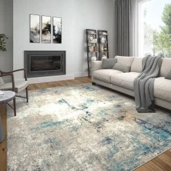 Detroit Abstract Silver 8 ft. x 10 ft. Indoor Area Rug by Tayse Rugs -Malibu Wide Plank Shop silver tayse rugs area rugs dtr1610 8x10 44 1000