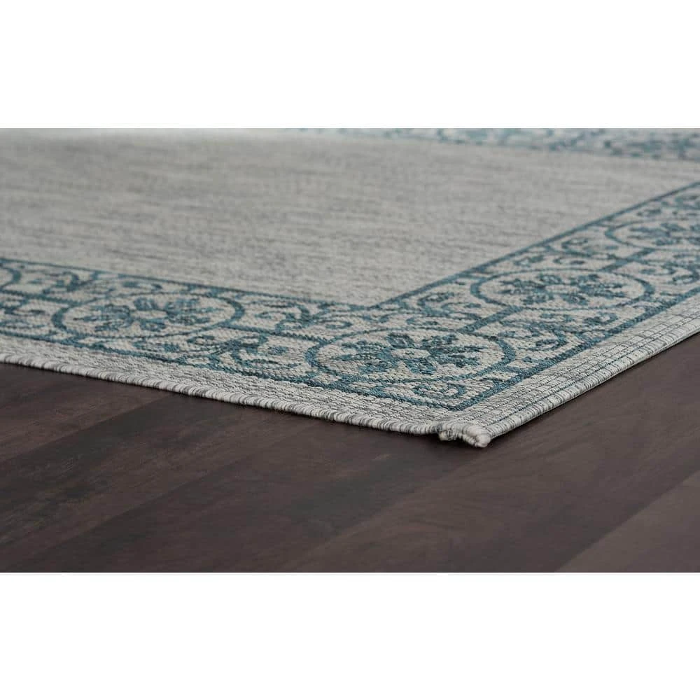 Veranda Border Teal 5 ft. x 8 ft. Indoor/Outdoor Area Rug by Tayse Rugs 6 Veranda Border Teal 5 ft. x 8 ft. Indoor/Outdoor Area Rug by Tayse Rugs - Image 4