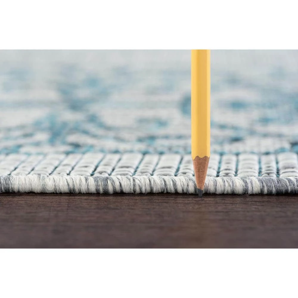 Veranda Border Teal 5 ft. x 8 ft. Indoor/Outdoor Area Rug by Tayse Rugs 5 Veranda Border Teal 5 ft. x 8 ft. Indoor/Outdoor Area Rug by Tayse Rugs - Image 3