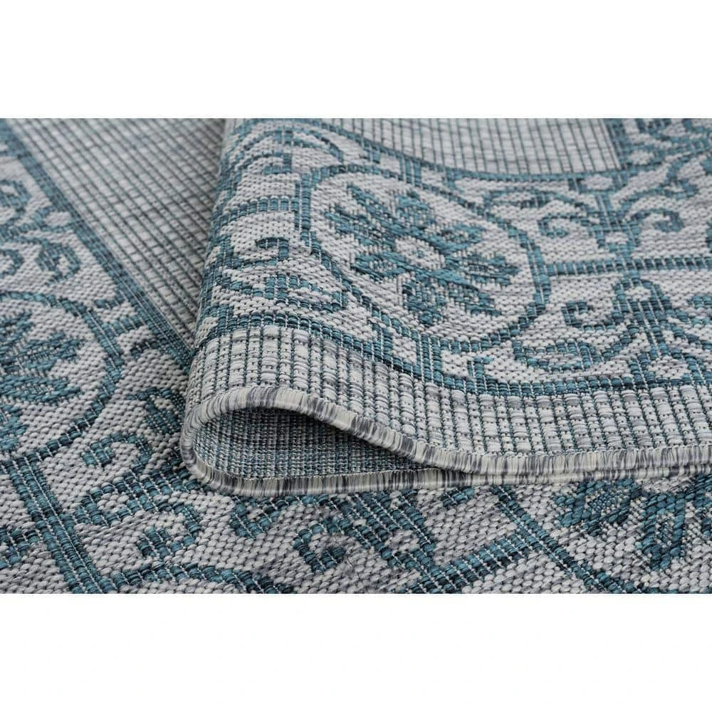 Veranda Border Teal 5 ft. x 8 ft. Indoor/Outdoor Area Rug by Tayse Rugs 8 Veranda Border Teal 5 ft. x 8 ft. Indoor/Outdoor Area Rug by Tayse Rugs - Image 6