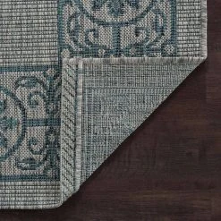 Veranda Border Teal 8 ft. x 10 ft. Indoor/Outdoor Area Rug by Tayse Rugs -Malibu Wide Plank Shop teal tayse rugs outdoor rugs vnd1815 8x10 44 1000
