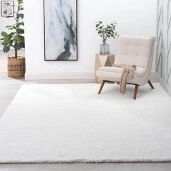 Jersey Shag Solid White 9 ft. x 12 ft. Indoor Area Rug by Tayse Rugs -Malibu Wide Plank Shop white tayse rugs area rugs jrs1000 9x12 31 1000