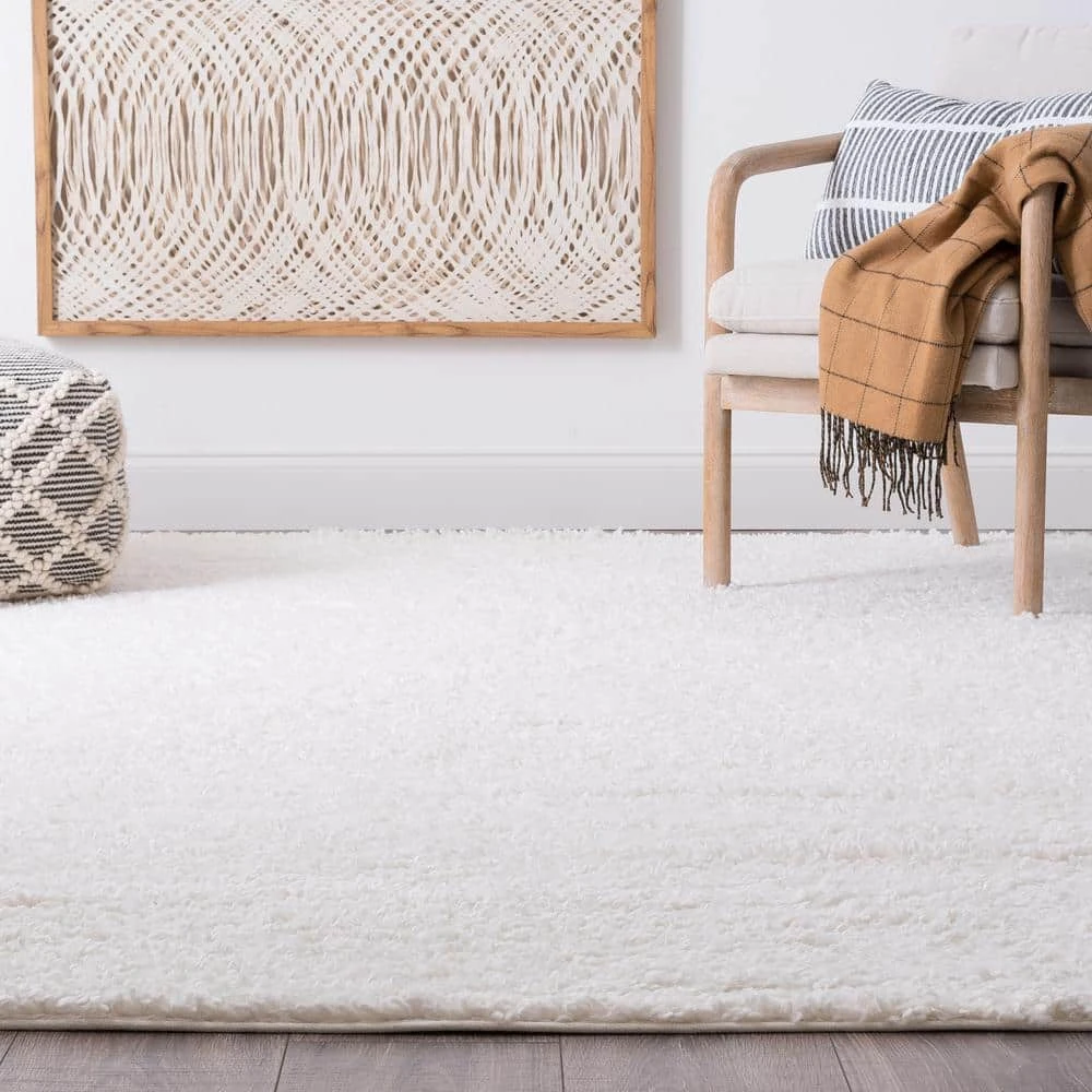 Soho Shag Solid Color White 5 ft. x 7 ft. Indoor Area Rug by Tayse Rugs 8 Soho Shag Solid Color White 5 ft. x 7 ft. Indoor Area Rug by Tayse Rugs - Image 6