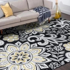 Wyatt Floral Yellow 9 ft. x 12 ft. Indoor Area Rug by Tayse Rugs -Malibu Wide Plank Shop yellow tayse rugs area rugs wyt1311 9x12 31 1000